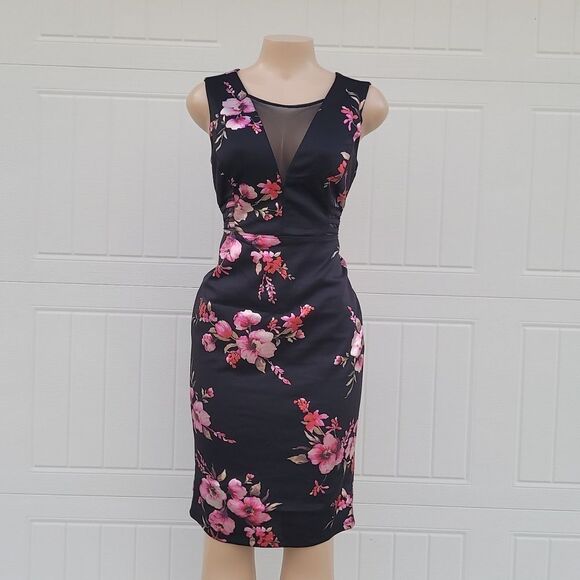 BRAND NEW ALEXA B ROUND NECKLINE SLEEVELESS SHEATH FLORAL EMBROIDERED DRESS - Picture 2 of 13